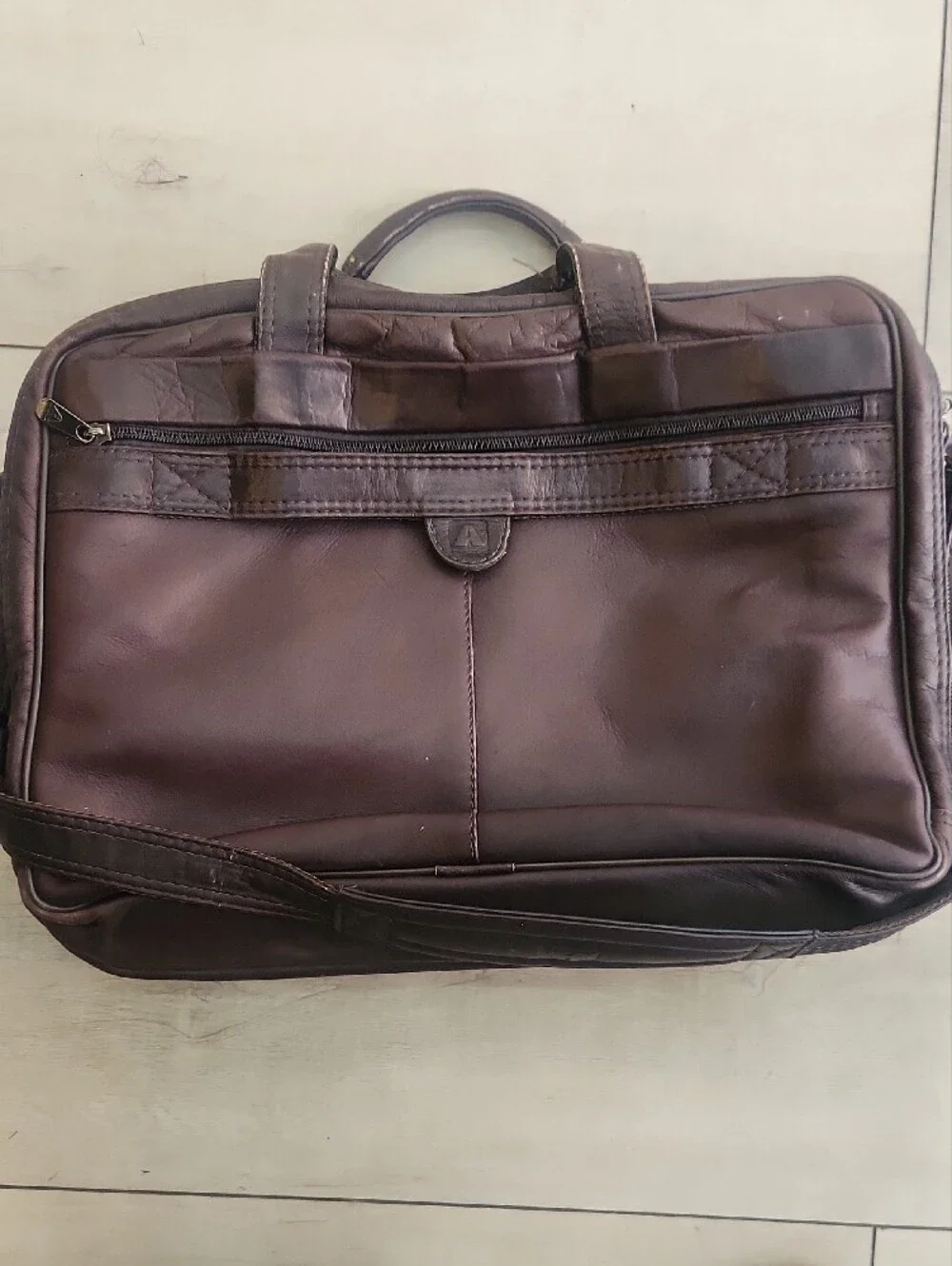 Alpine Swiss Genuine Brown Leather Expandable Laptop Briefcase Business Bag